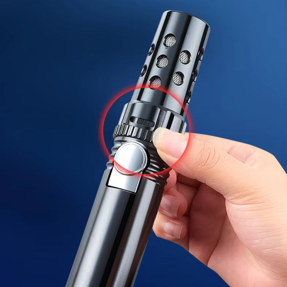 DB-607 High Temperature Big Flame Torch Lighter, Lockable Adjustable Refillable Butane Torch for Cooking Camping & Barbecue3.png