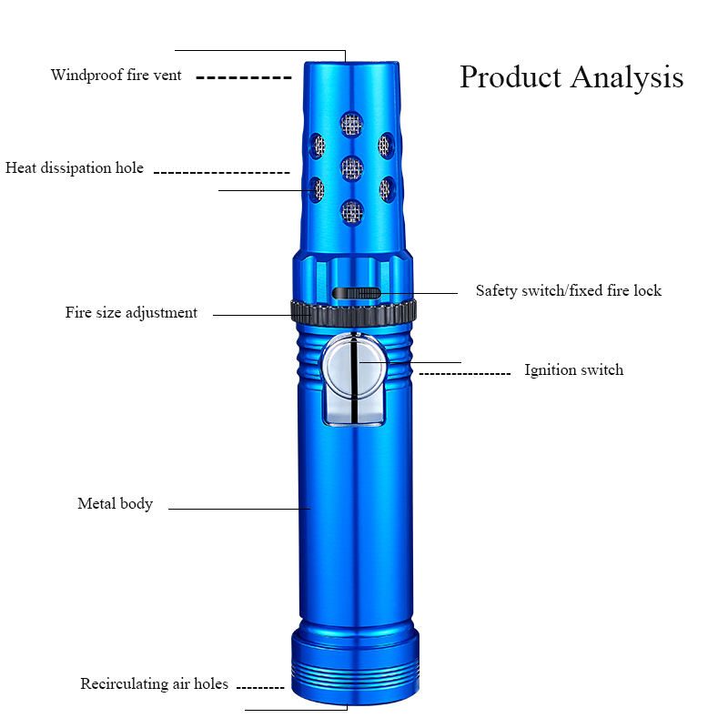 DB-607 High Temperature Big Flame Torch Lighter, Lockable Adjustable Refillable Butane Torch for Cooking Camping & Barbecue1.png