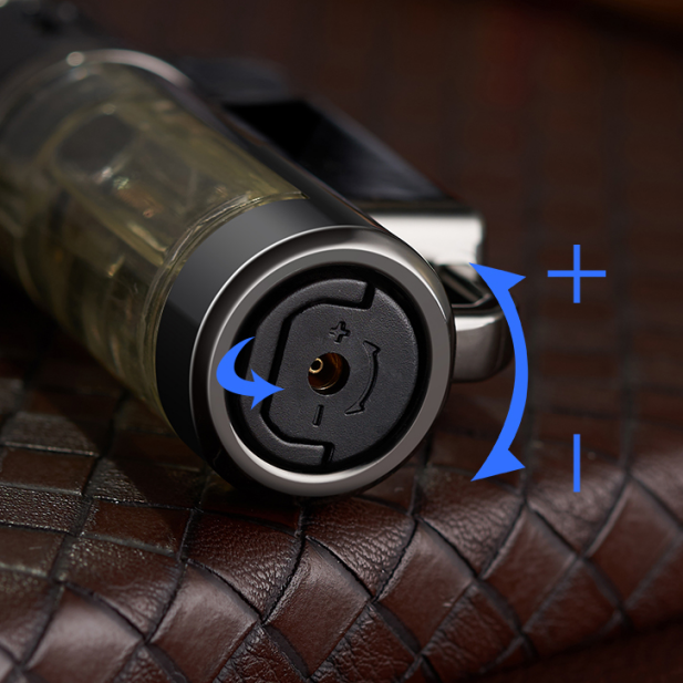 DB-603 Single Jet Torch Cigar Lighter, Adjustable Refillable Windproof Butane Lighter with Visible Fuel Window for Cigars & Cigarette Lighting2.png