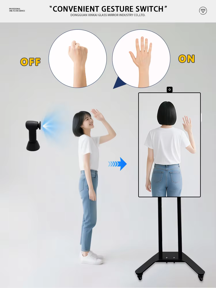 top rated elegant bath full length mirror large rectangular dressing mirror smart magic mirror with camera for clothing store-11