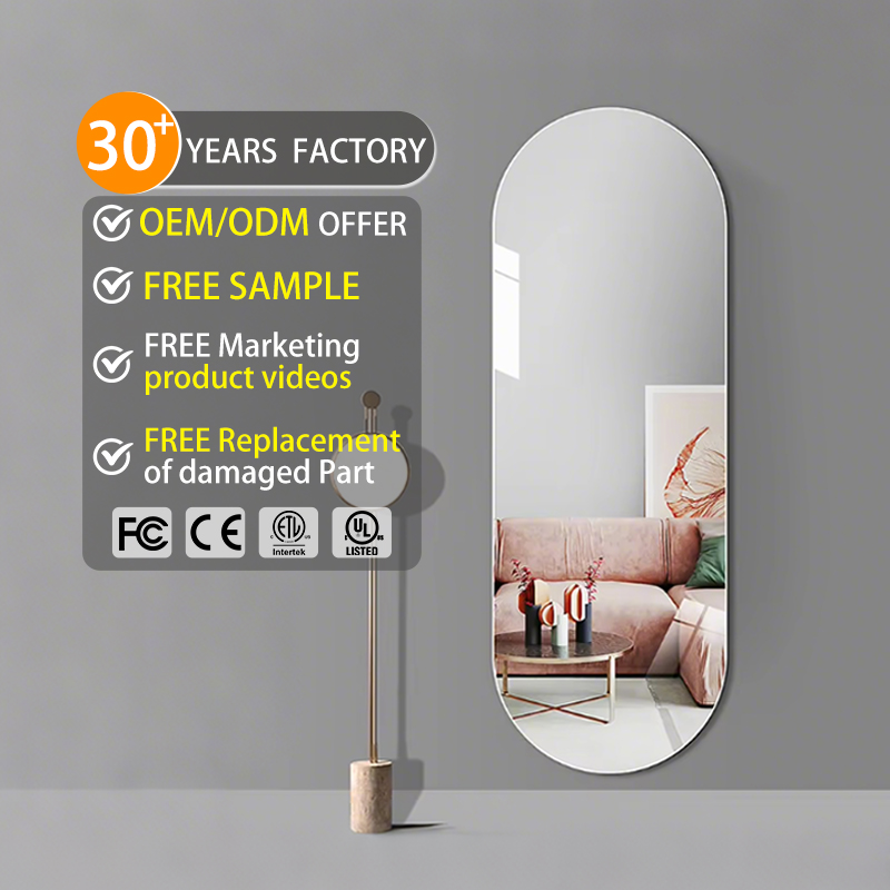 Large Frameless Oval Run-way Full Body Mirror Dressing Wall Mounted Mirror Espejos Cuerpo Hairdressing Salon Mirror