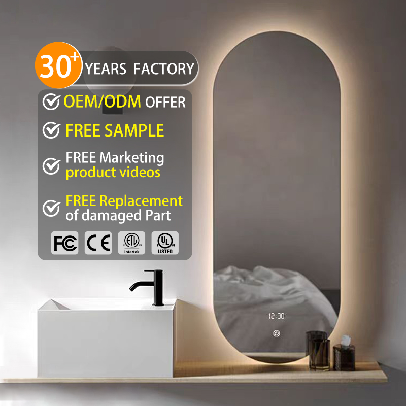 Wall Led Light Badrum Smart Mirror Led Mirror Lights Oval ramlös spegel med ljus