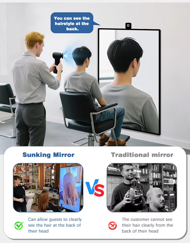top rated elegant bath full length mirror large rectangular dressing mirror smart magic mirror with camera for clothing store-4
