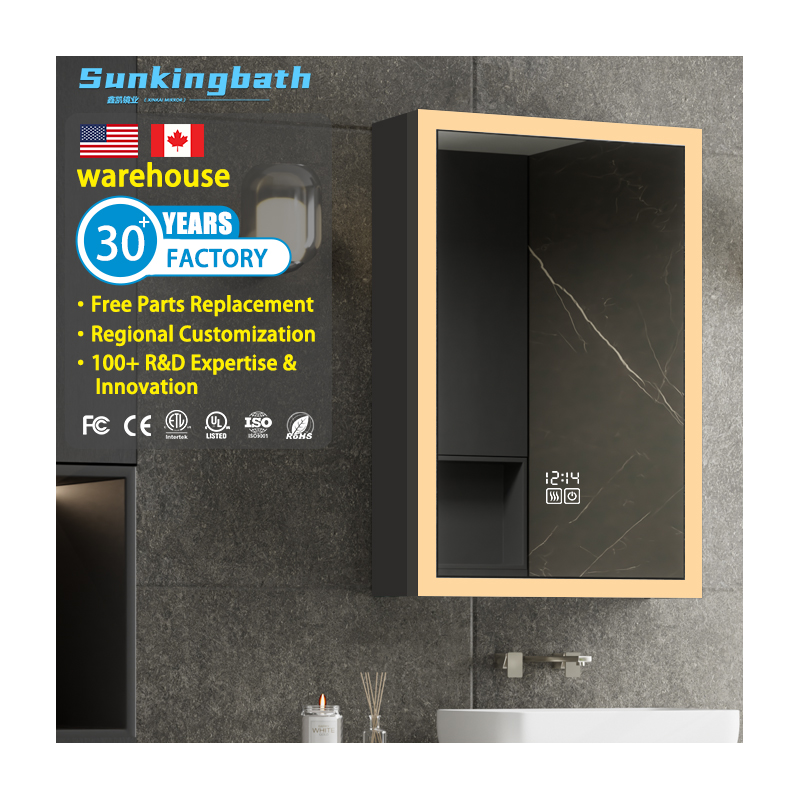Modern Design Shaving Cabinet Mirror Storage Bathroom Cabinet Vanity Lighting Anti-Fog Led Medicine Cabinet for Hotel Bathroom
