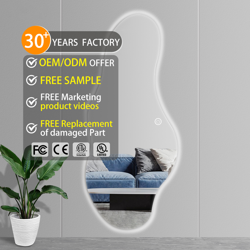 Direct Suppliers Full Length Standing Large Size Floor Body Touch Switch Mirror Wavy Led Mirror Full Length