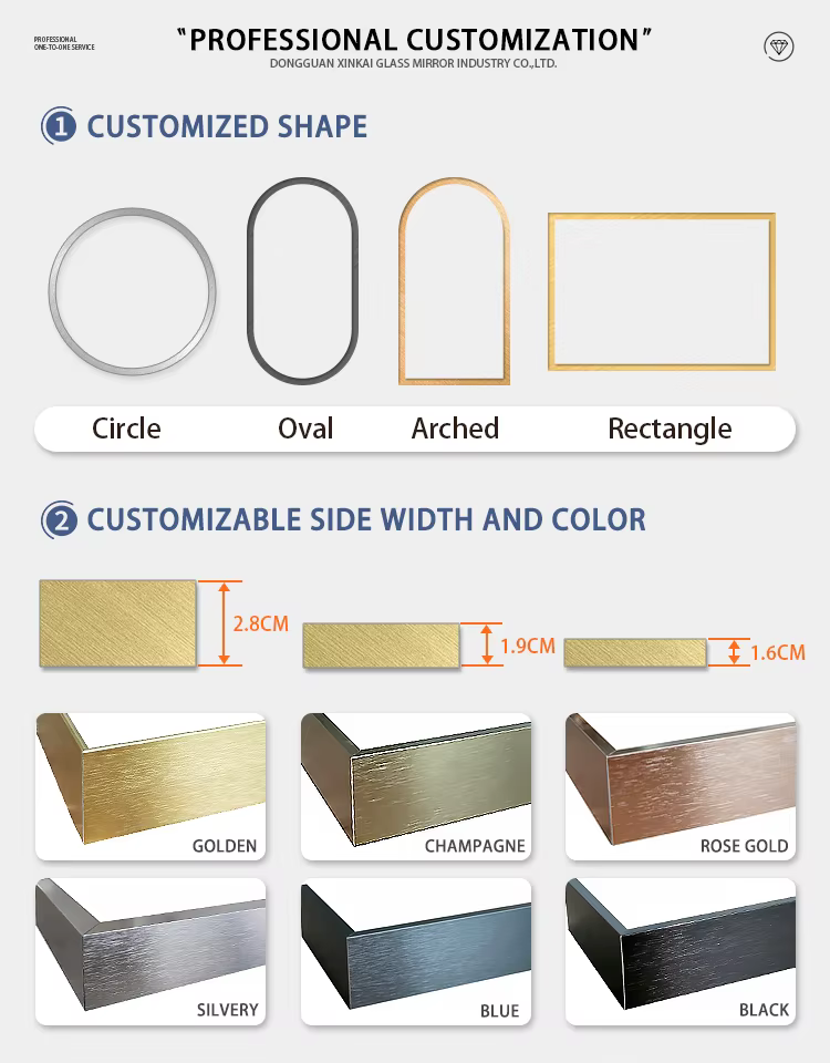 LED rectangular black frame full length mirror factory