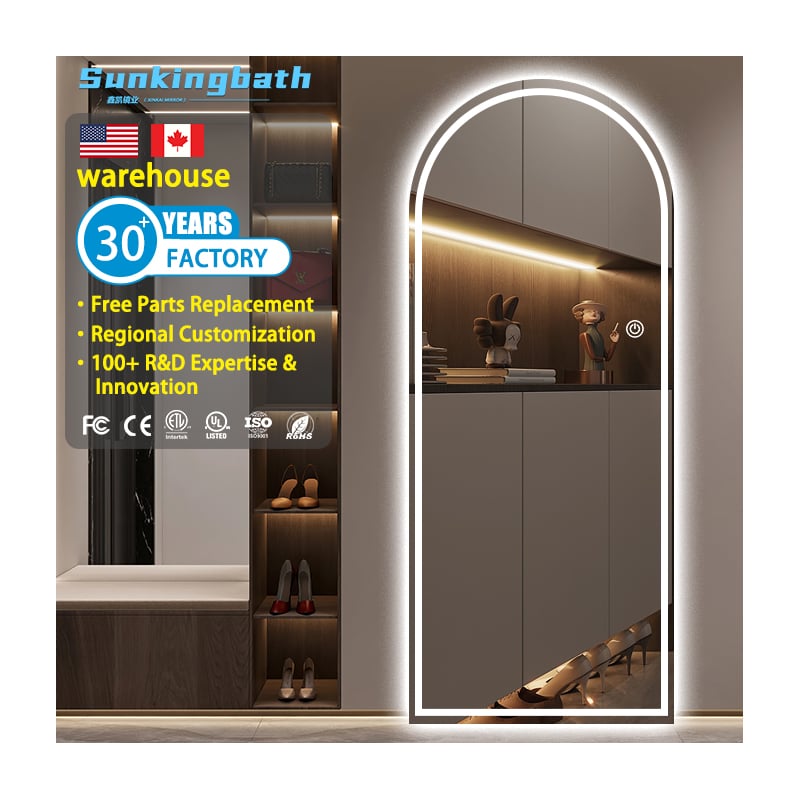 LED arched full-length mirror