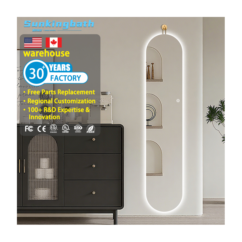 LED oblong full-length mirror