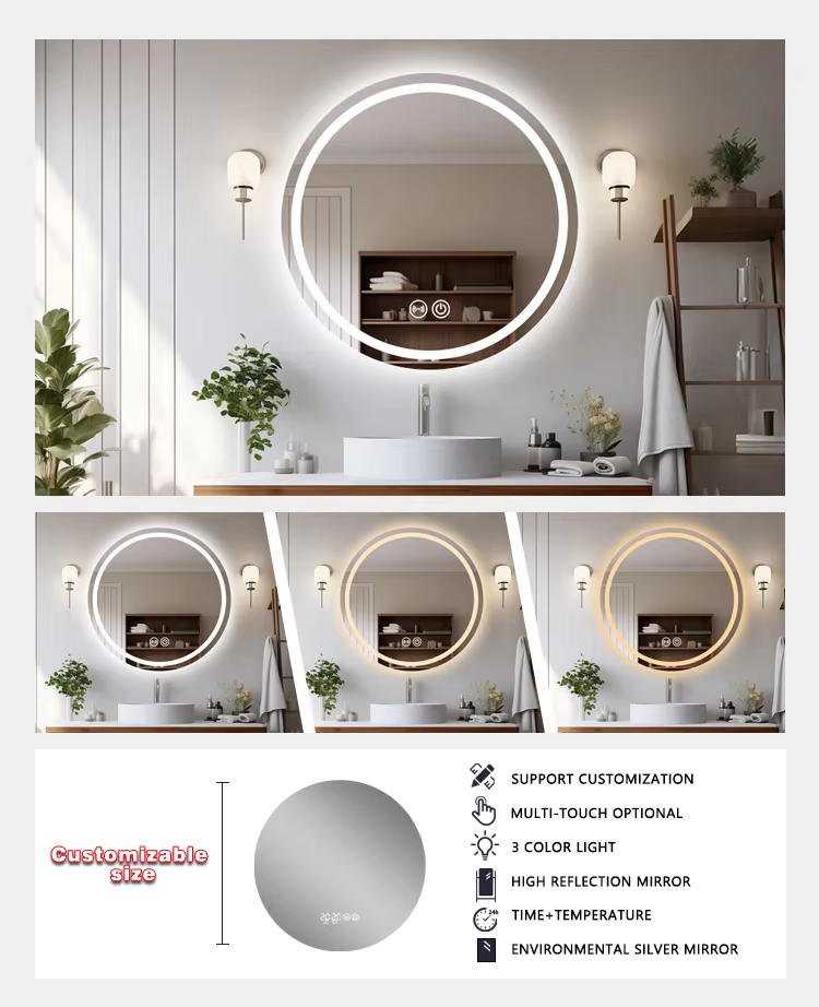 LED framed round bathroom mirror manufacture