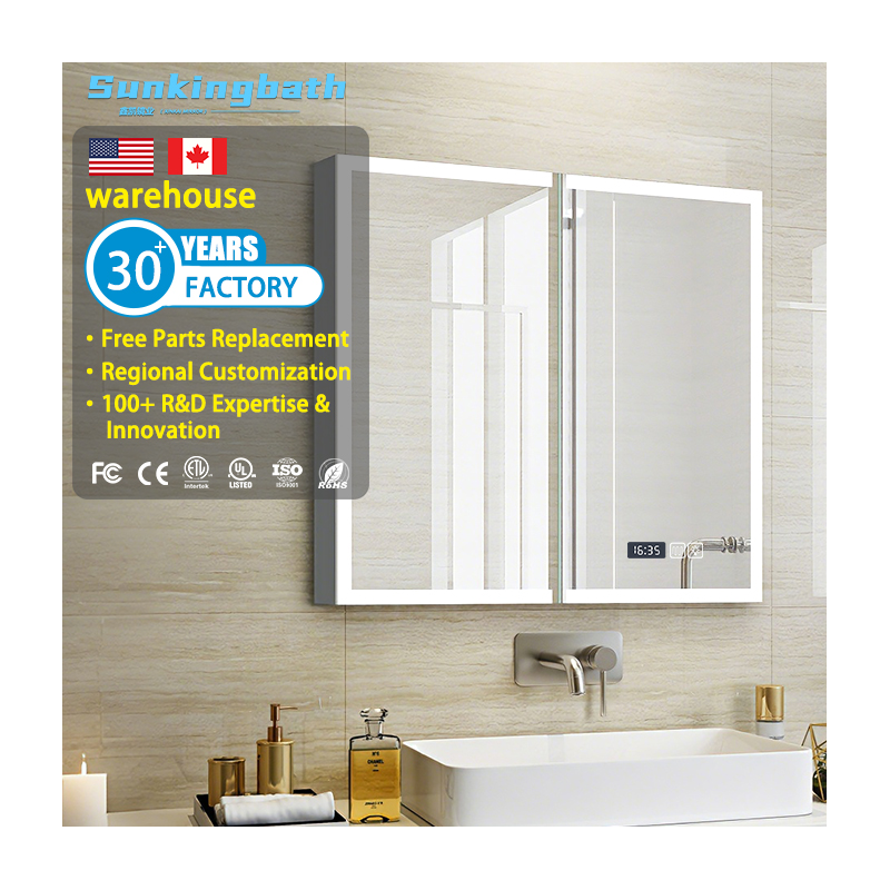 Led Smart Cabinet Mirror Anti-Fog Led Bathroom Mirror Cabinet Medicine Cabinet with Mirror for Bathroom