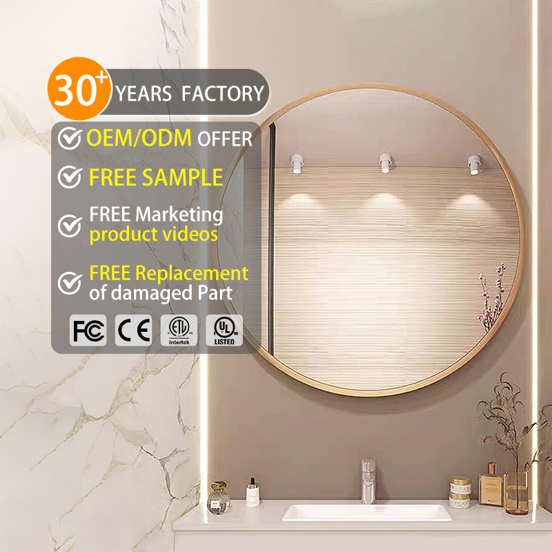 Hot Sale Round Mirror Golden Metal Framed for Bathroom Wall Mirror Framed Round Mirror