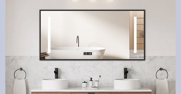 Framed square bathroom mirror supplier