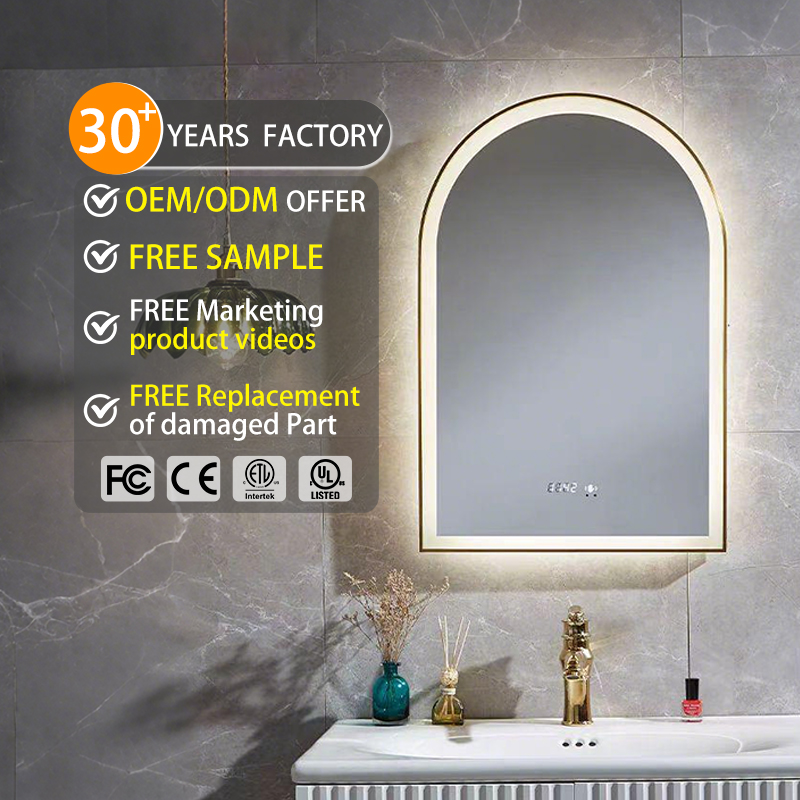 Pekskärmsspegel för badrum Smart Mirror Glaspekskärm och spegel-LED för sovrum och badrum