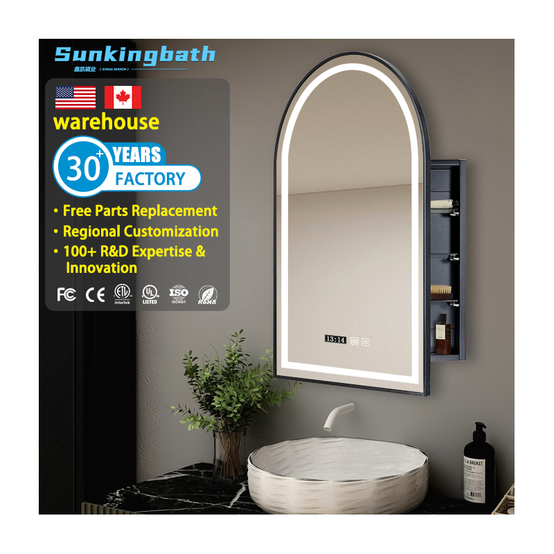 Lighting LED Arch Cabinets Custom Surface Mount Medicine Cabinets Wall Mounted Bathroom Cabinets With Mirror for Hotel Bathroom