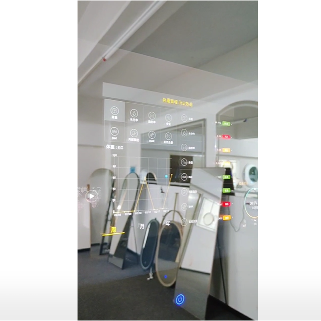 Smart mirror in bathroom