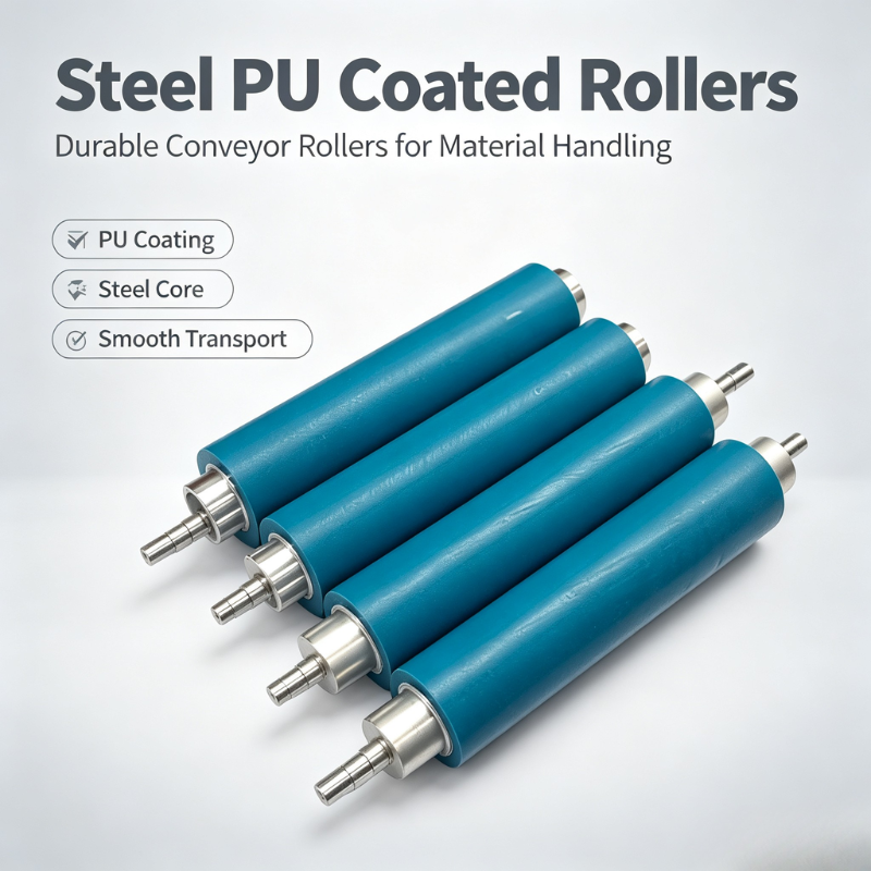 Wear Resistant Steel Core PU Coated Conveyor Roller, Heavy Duty Conveyor Accessories