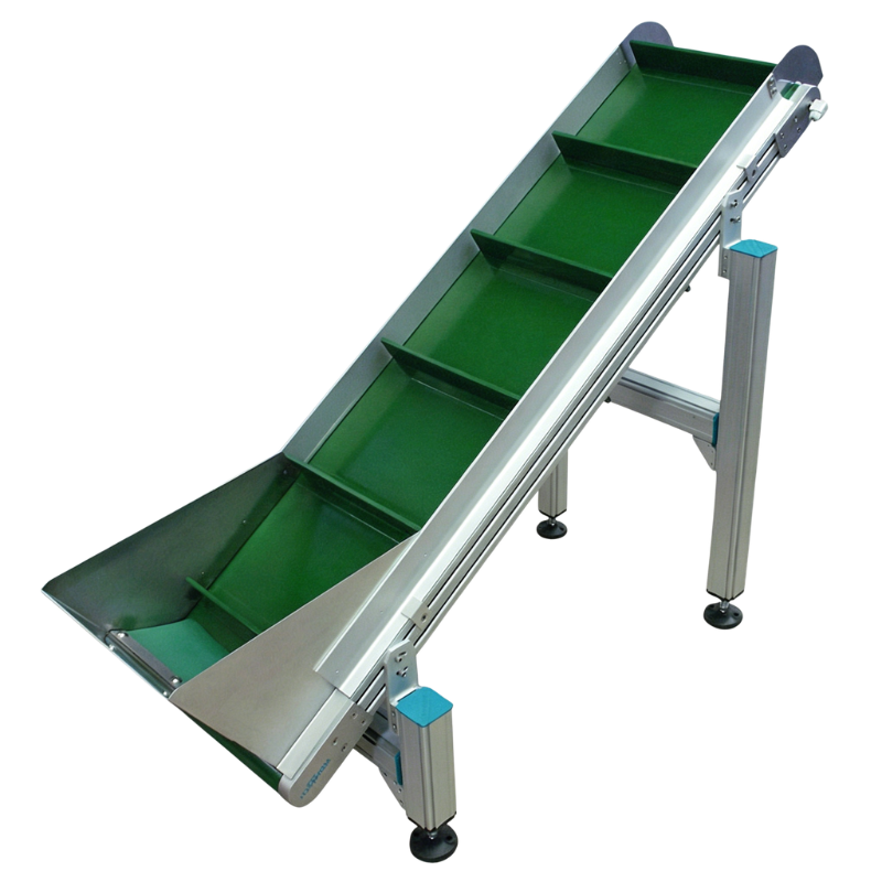 New Custom Color Climbing Polyurethane (PU) Belt Conveyor | With Hopper & Baffle for Material Conveying