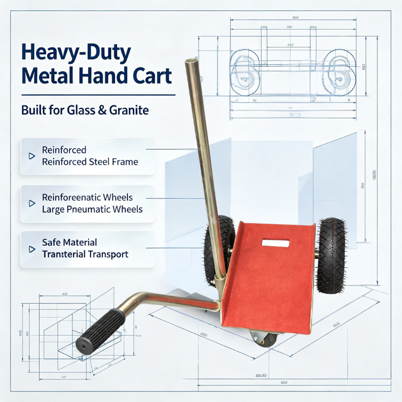 Medium Duty Glass Transport Trolley, Stable Manual Glass Moving Cart for Standard Glass Panels