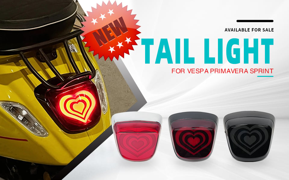 Model SPTL-A Modified Heart Looking Style LED Taillight for Vespa Sprint and Primavera 50cc 125cc 150cc