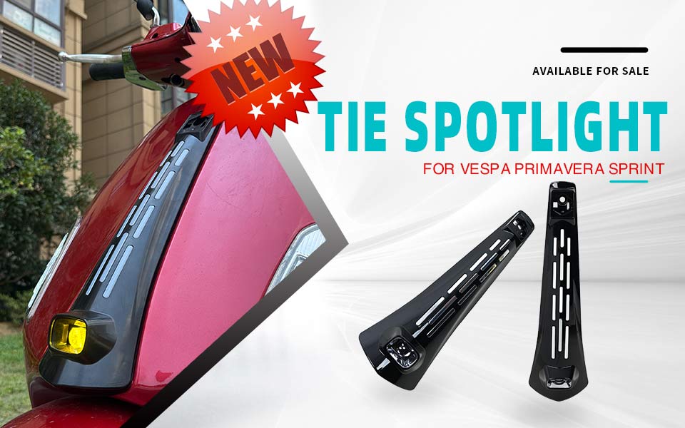 The new SPLD-B model Tie Spotlight is suitable for Vespa Sprint and Primavera 50cc, 125cc, 150cc models