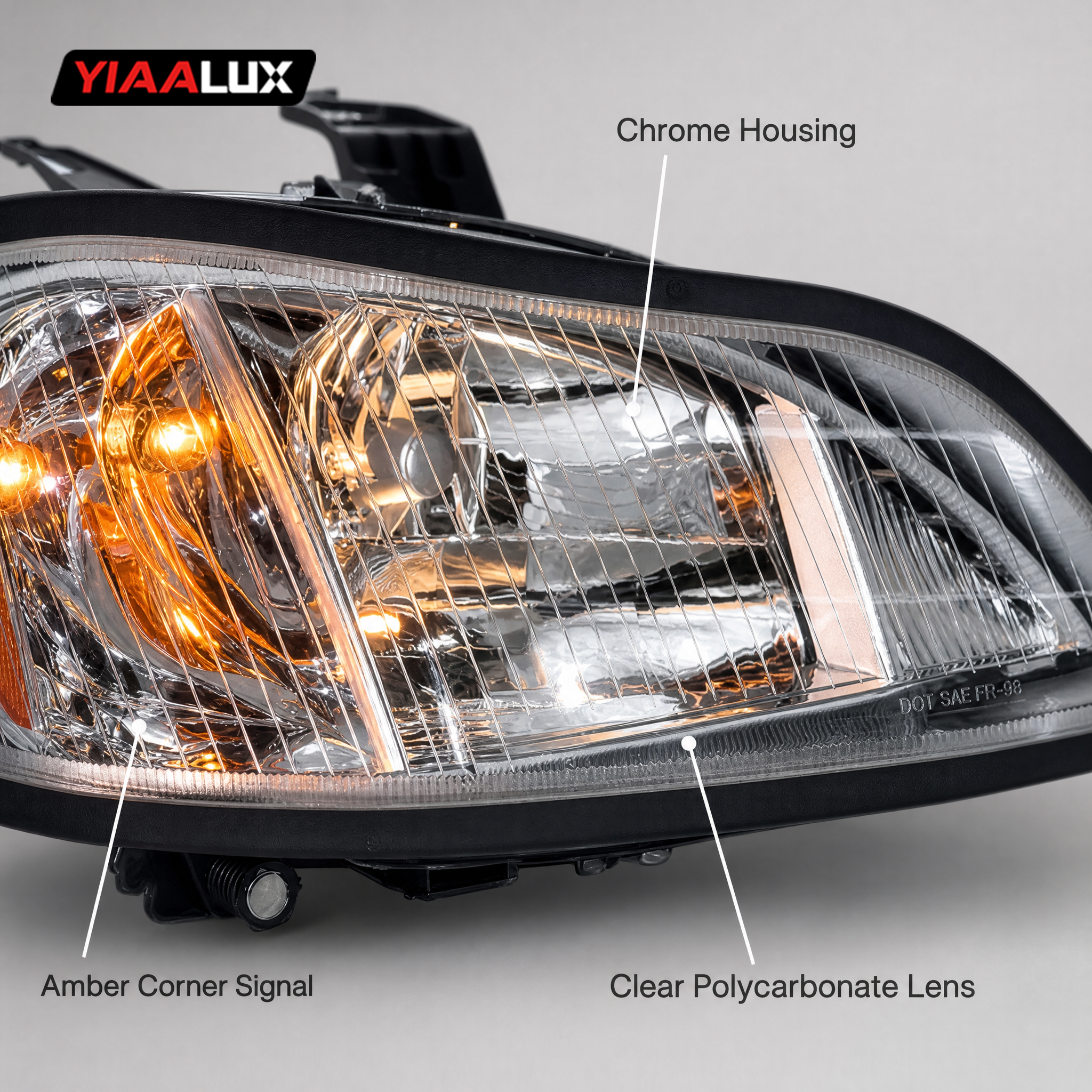 For Freightliner M2 Black Clear Lens Headlight Assembly Heavy Duty Truck Front Lamp Replacement