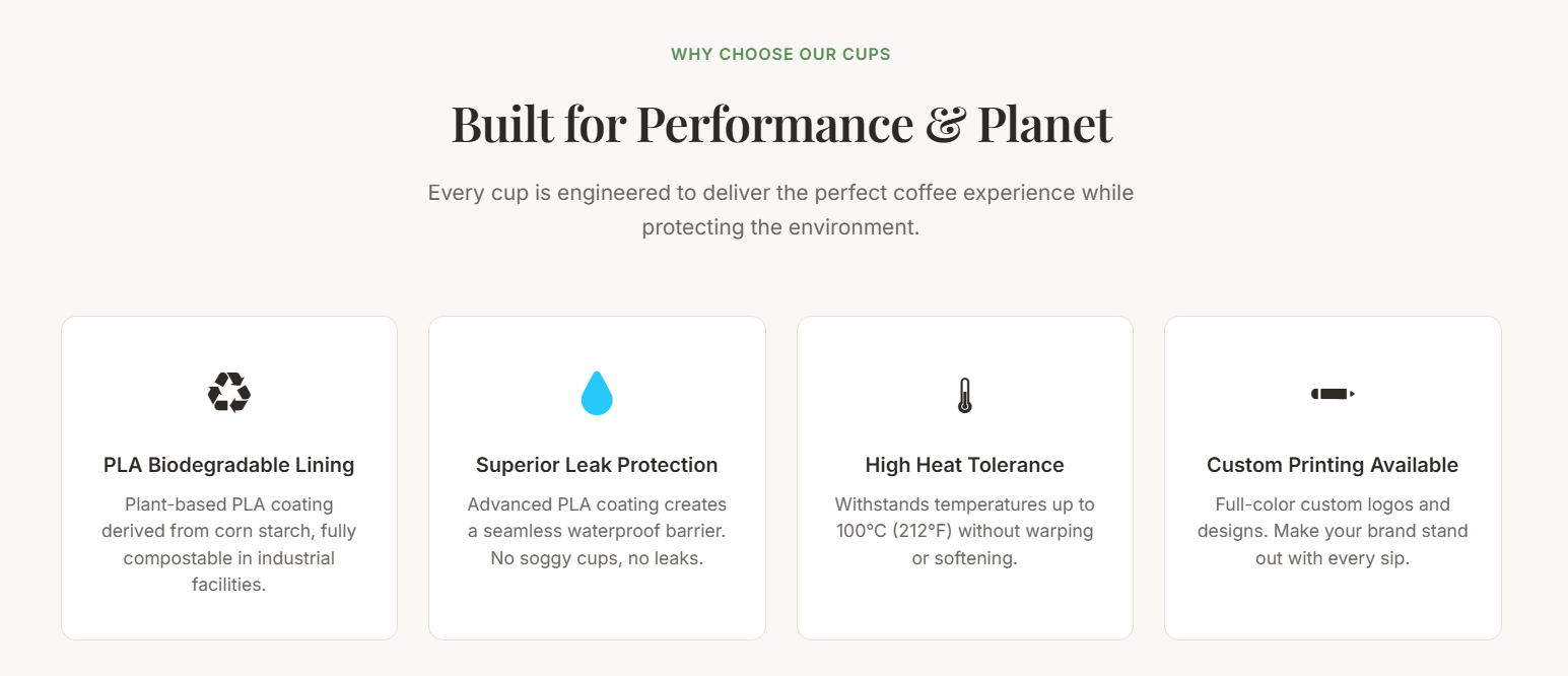 100% compostable PLA Paper Coffee Cup factory
