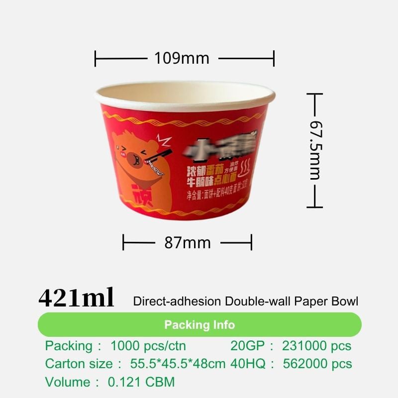 421ml Double Wall Paper Bowl with Three Lid Options