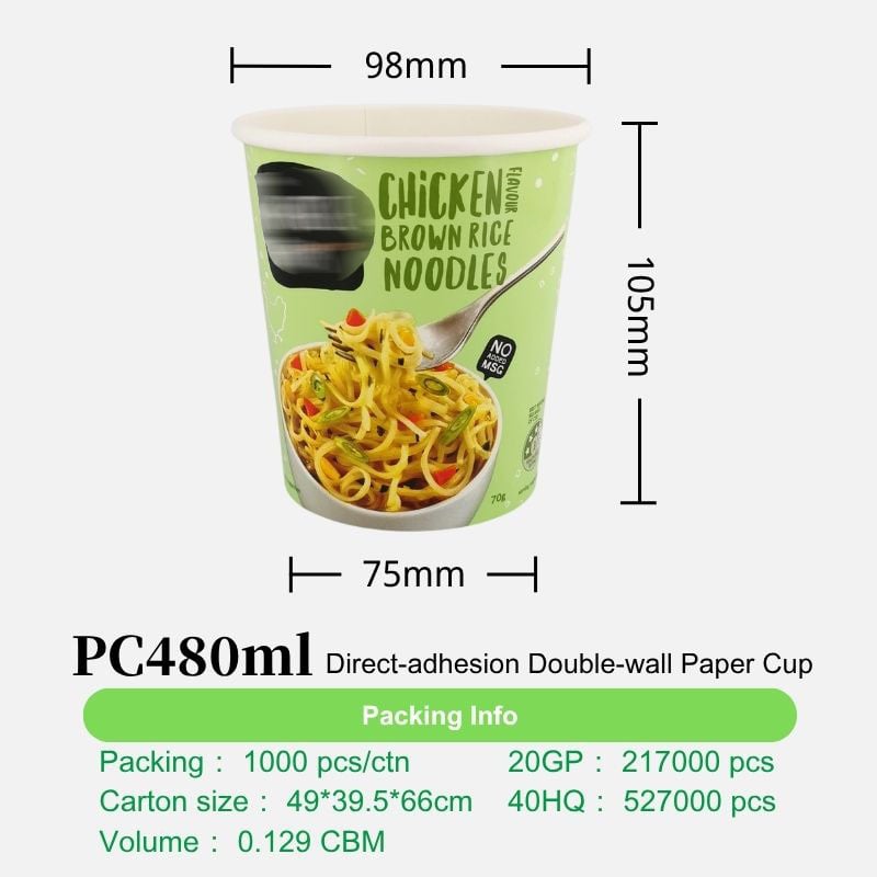 480ml/16oz Premium Double Wall Paper Soup Cups with Lids | Disposable Insulated Noodle Cups | Hot Food Containers | Fries Cups