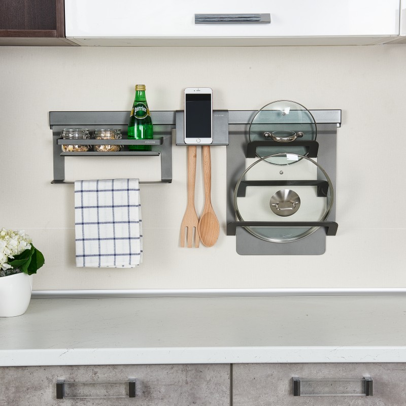 Aluminum Kitchen Storage Rack Set with Hooks