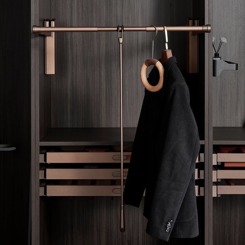  Adjustable Pull Down Closet Rod – Durable Aluminum Design