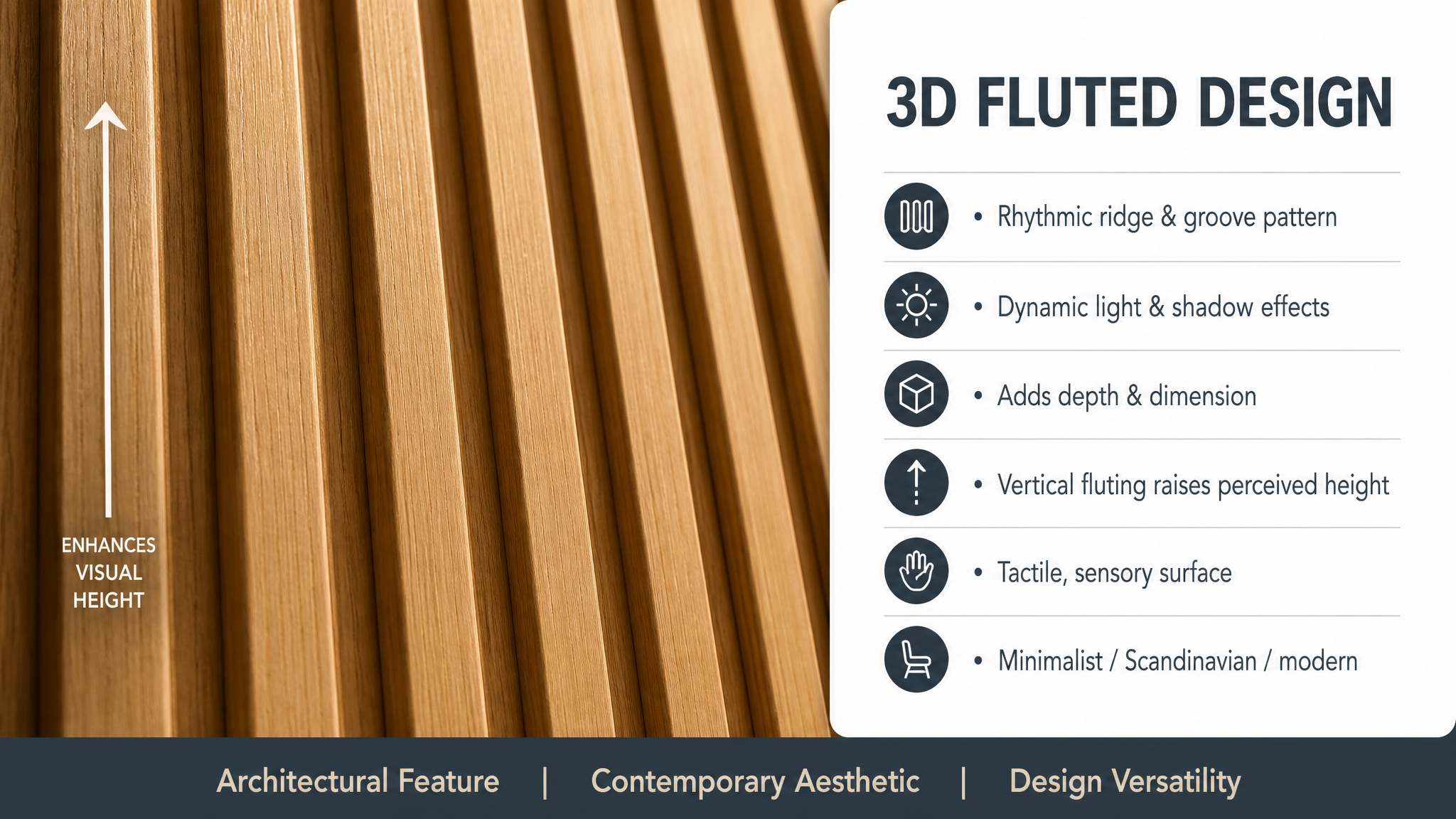 Interior 3D Fluted Slat Wall Panel