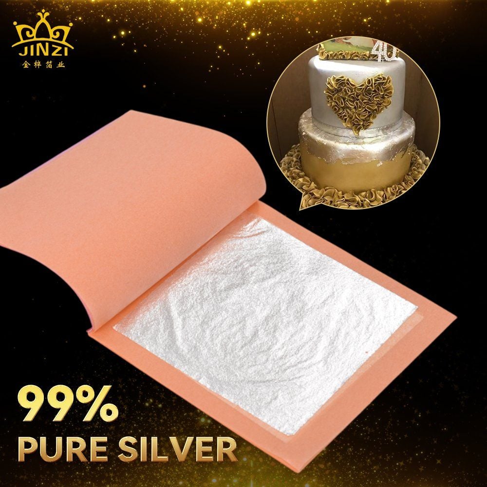 8*8cm Edible Pure Silver Leaf Foil Sheets for Bakery Decoration Food Ingredients Facial Beauty