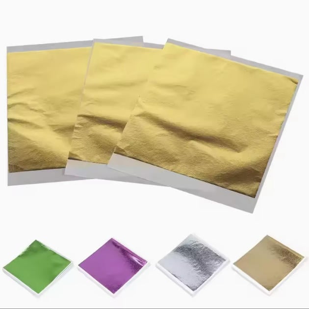 Hot Sale Private Label High Quality Gold Leaf Foil 1000 Sheets/Pack 14*14Cm Taiwan imitation Gold Leaf Sheet