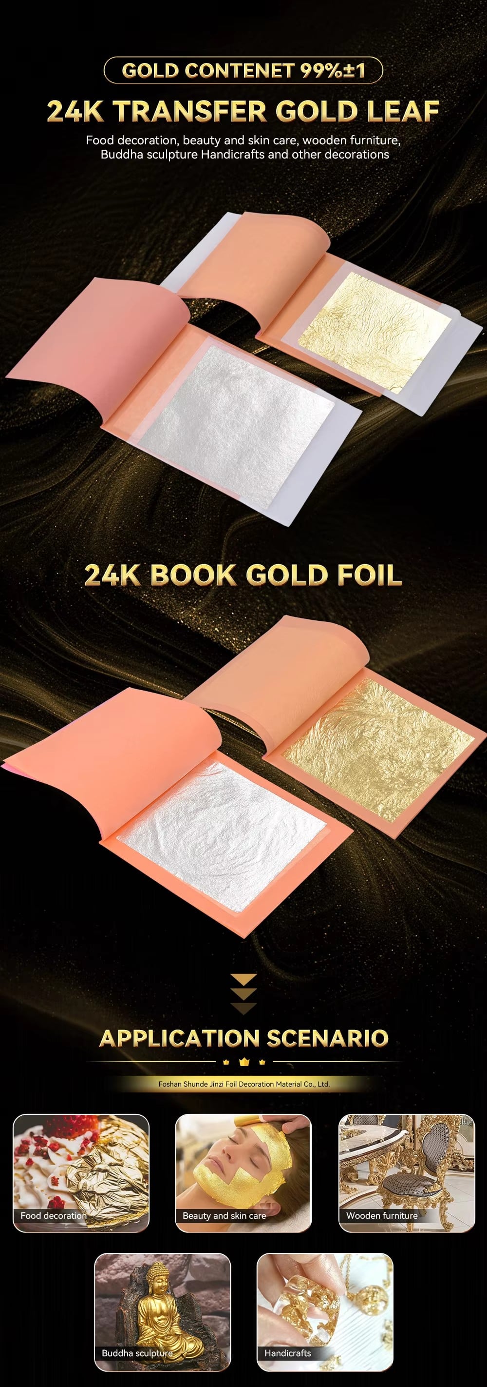 25 Pieces/Book 8 X 8 Cm 24K 99.9% Genuine Real Gold Leaf Sheets Edible Pure Gold Foil Flakes for Ice Cream Wine Food Decoration