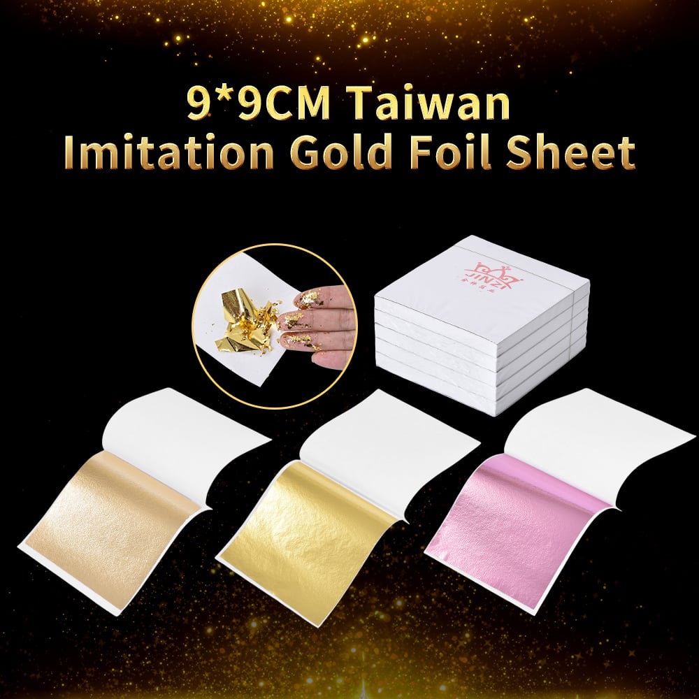 Hot Selling Various Colors 9*9 Cm Taiwan Imitation Gold Leaf 500Pcs/Bag Gold Leaf Sheets for Ceiling Art Deco