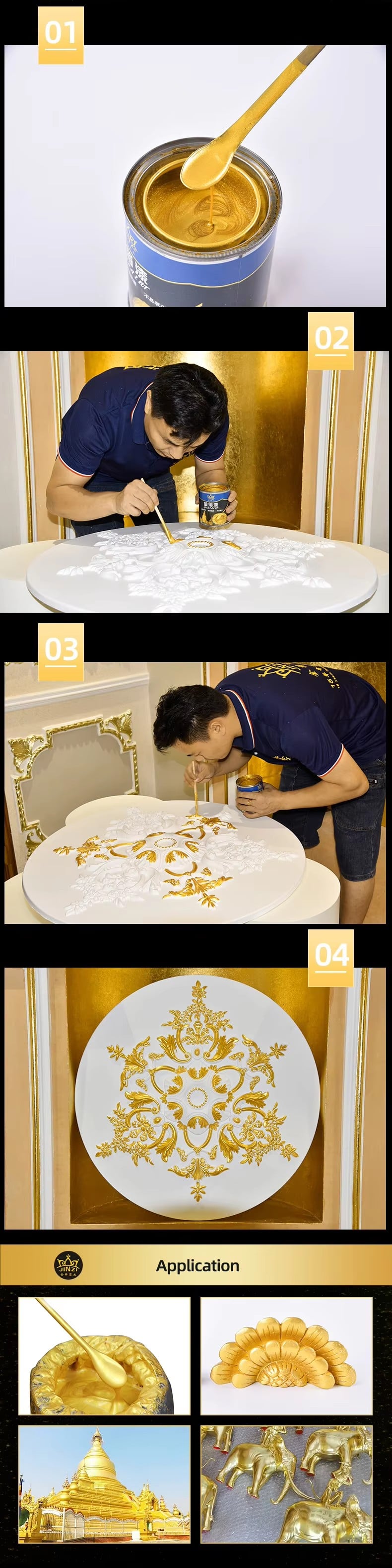 High Quality Gold Color Paint oil Gold Foil Paint for Home Furniture Wooden Deco