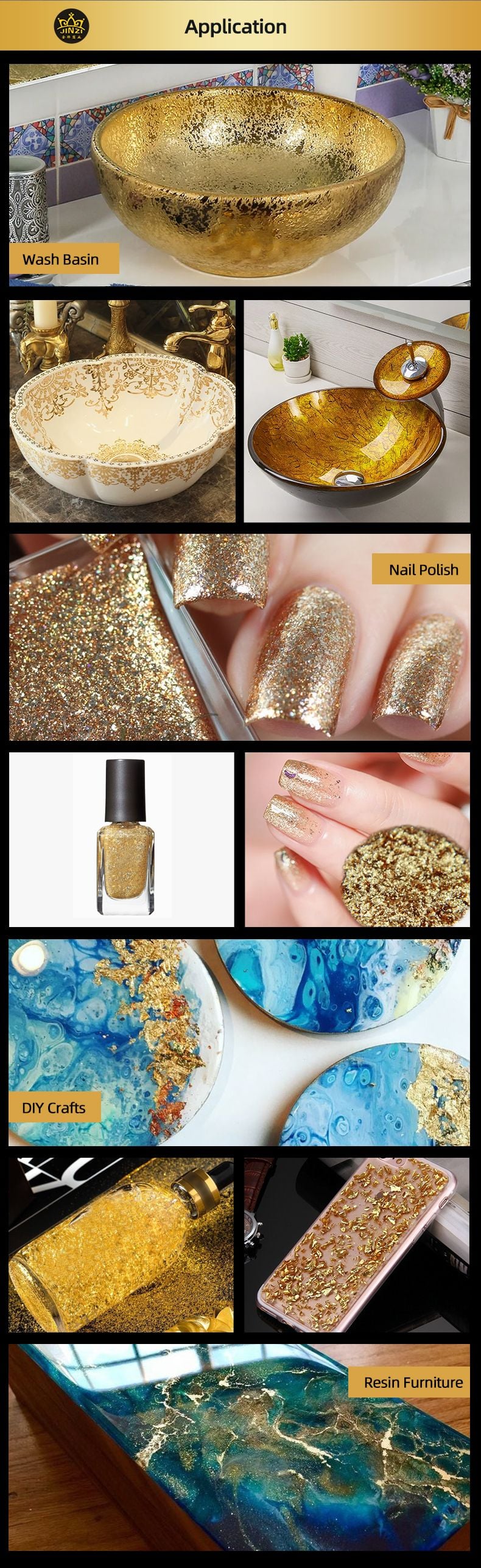 Gilding Resin Flakes Metallic Foil Flakes for Wax Seal Painting Arts and Crafts Nail Art Gold Leaf Nail Gold Leaf Flakes