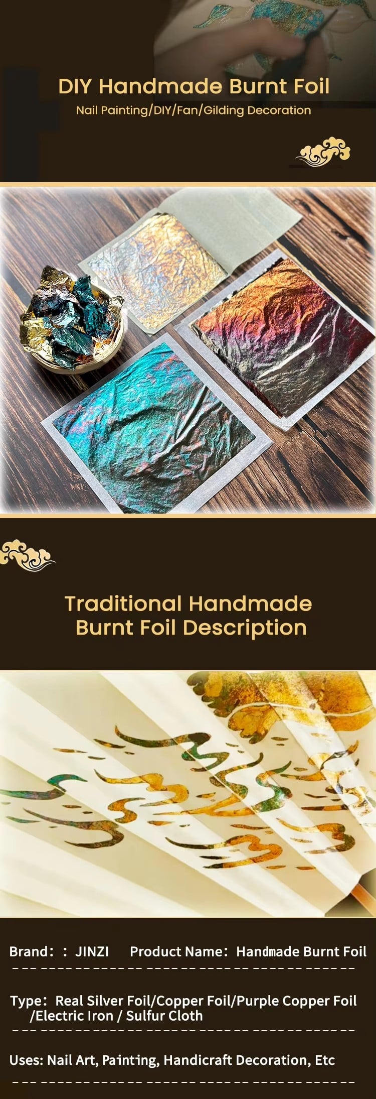 Wholesale Price High Quality Diy Handmade Burnt Foil Imitation Gold Leaf Sheets Foil Paper for Art Handicraft Deco