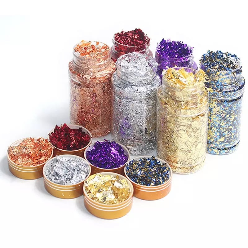 Gilding Resin Flakes Metallic Foil Flakes for Wax Seal Painting Arts and Crafts Nail Art Gold Leaf Nail Gold Leaf Flakes