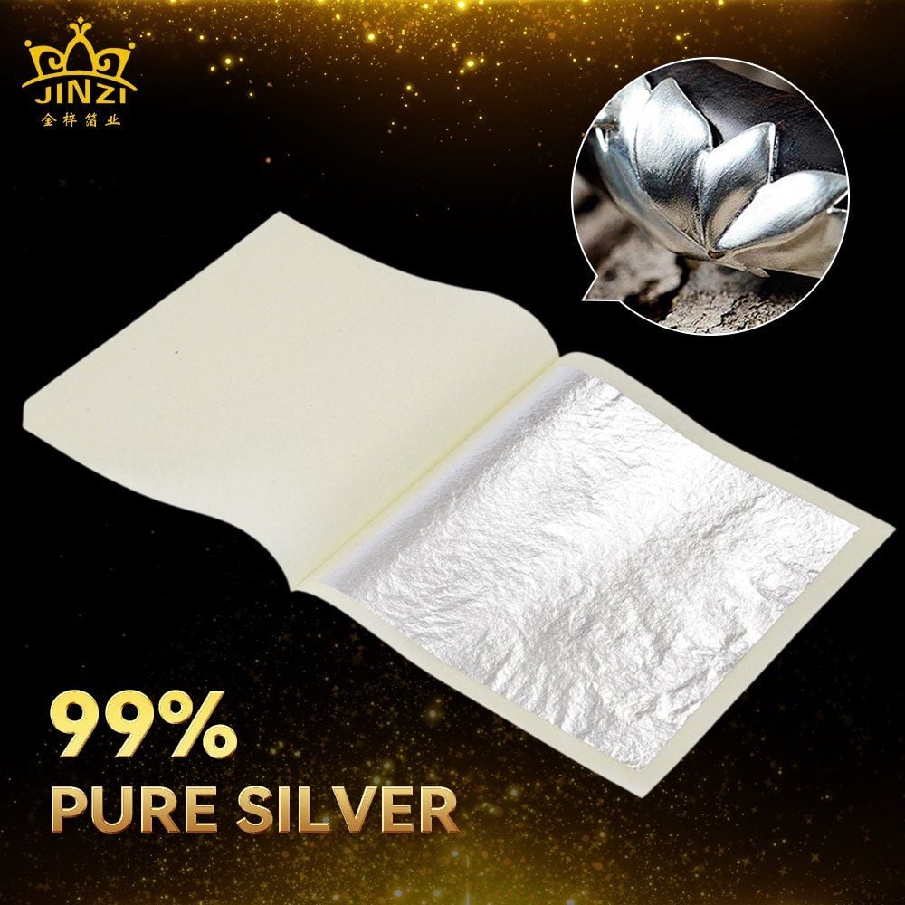 8*8cm Edible Pure Silver Leaf Foil Sheets for Bakery Decoration Food Ingredients Facial Beauty