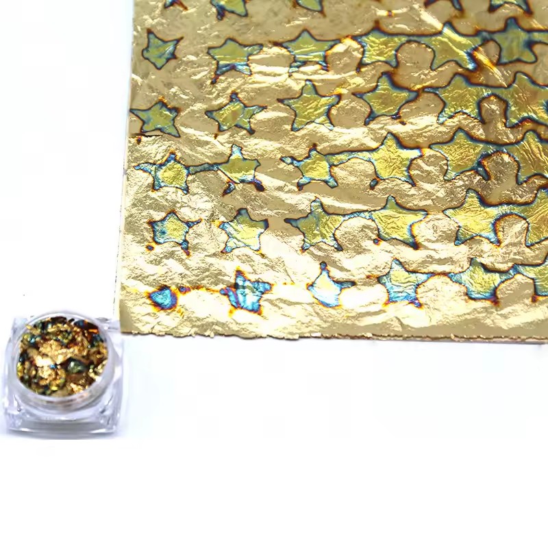 Professional Supply Art Crafts Decorating Gold Leaf Sheet Variegated Gold Leaf Foil 14*14Cm