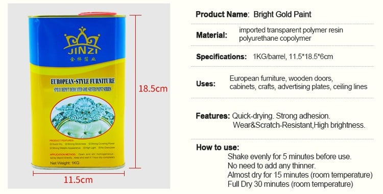 Scratch Resistant Wood Paint Gold Paint Wood Colored Paint for for Furniture Deco