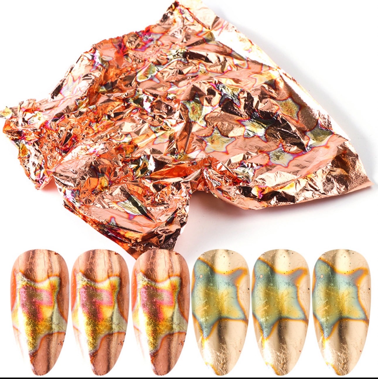 Multi Colors 14Cm 50Pcs a Booklet Imitation Gold Leaf Sheets Variegated Metal Copper Leaf Paper Foil
