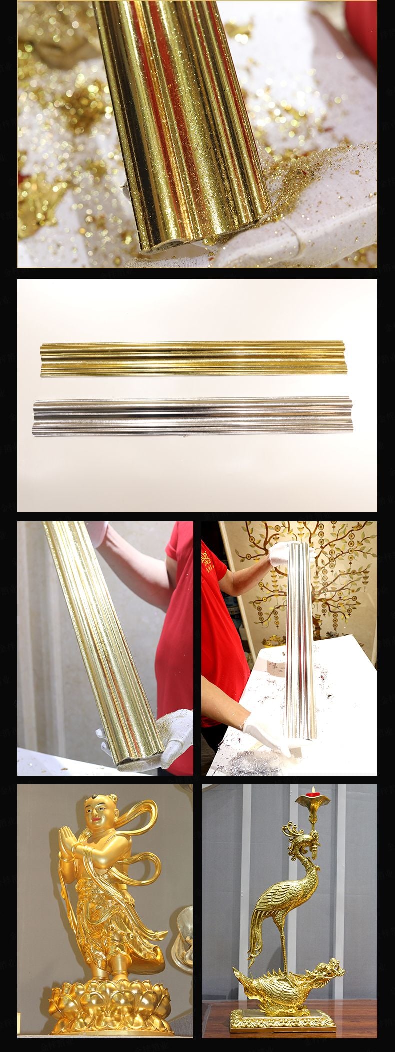Hot Selling Gold Silver Color Roll Imitation Gold Leaf Paper for Furniture Gilding Crafts Decoration