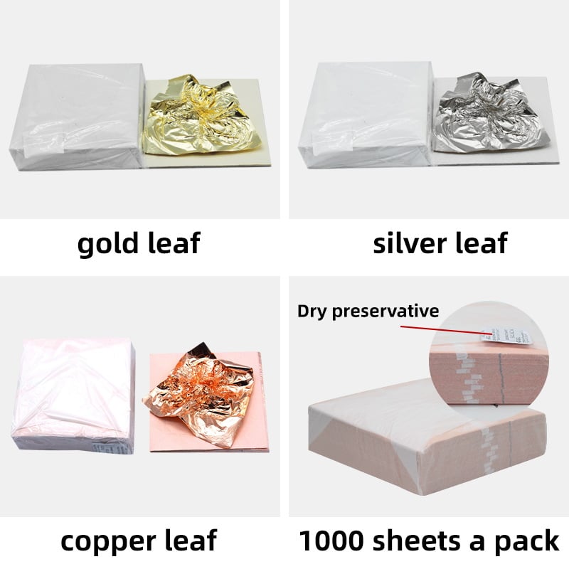Private Label High Quality 14/16Cm Imitation Gold Leaf 14*14 16*16 Cm Gold & Silver Leaf Sheets Foil for Craft Deco