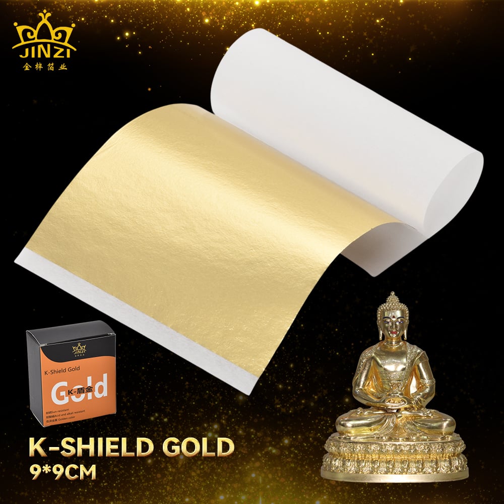 Most Popular Hot Sale Product Gold Leaf Papers 9*9 Cm K-Shield Gold Leaf Sheet for Sculptures, Buddha Statues