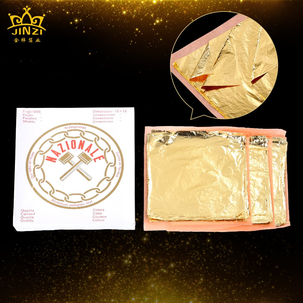 16*16cm Italian Imitation Gold Leaf Papers Factory Price Gold Leaf Sheets for Furniture Deco