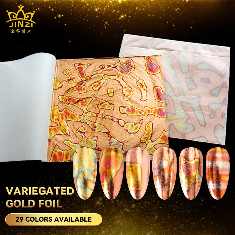 Gold Leaf Transfer Foil Leaf Flakes for Nail imitation Variegated Gold Leaf 14 X 14 Cm for Ceiling and Crafts Decoration