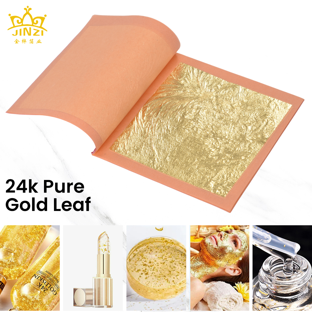 25 Pieces/Book 8 X 8 Cm 24K 99.9% Genuine Real Gold Leaf Sheets Edible Pure Gold Foil Flakes for Ice Cream Wine Food Decoration