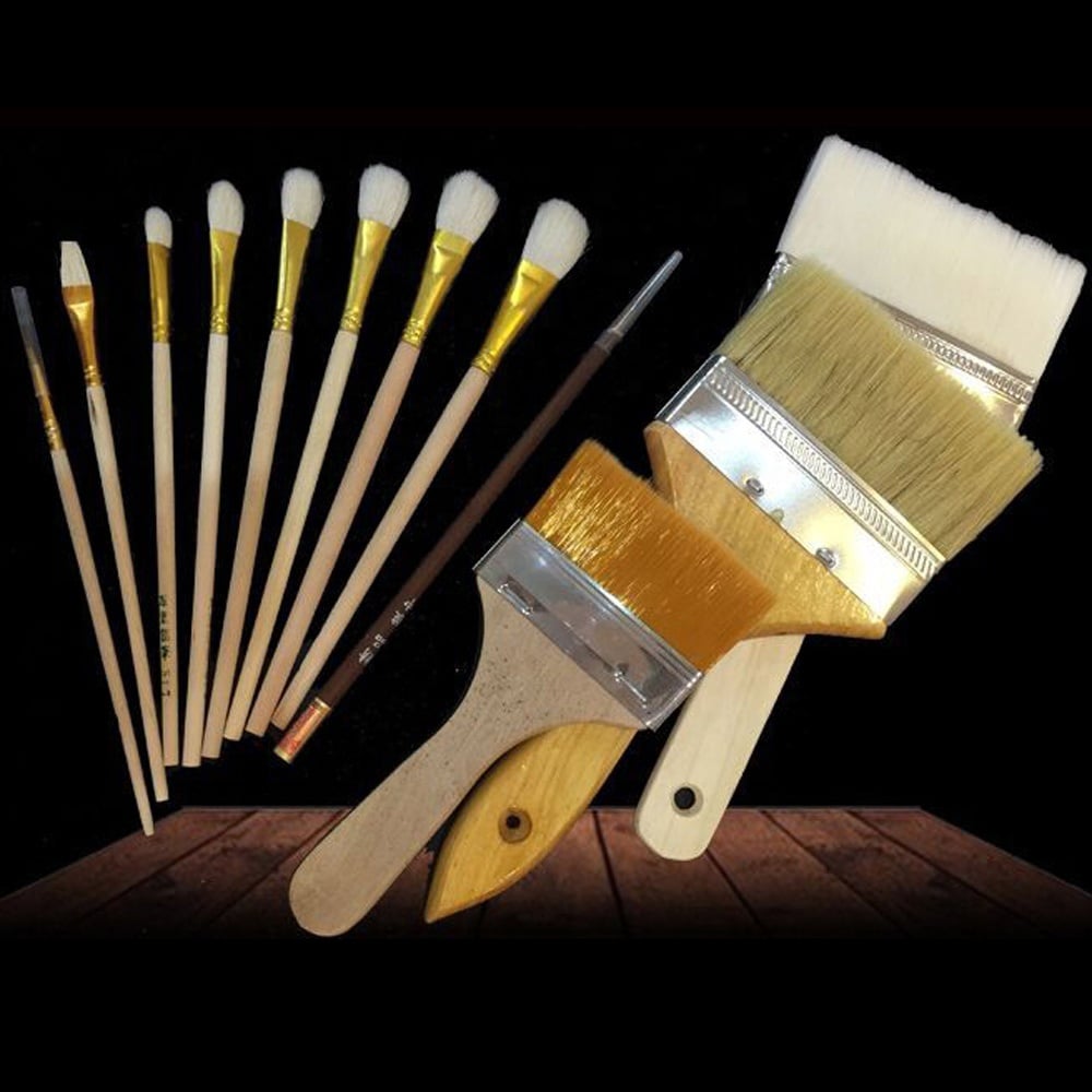Factory Direct Sale Wood Handle Brush Tool for Painting Gilding Gold Foil High Quality Oil Painting Brushes